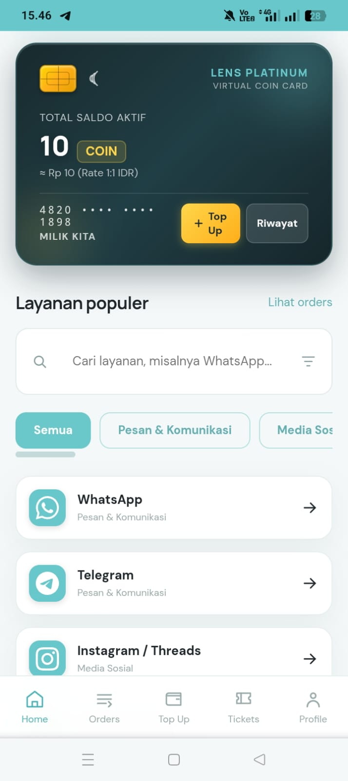 Source Code Website Lens OTP - Layanan Nomor Virtual dan Verifikasi SMS OTP Instant screenshot 4