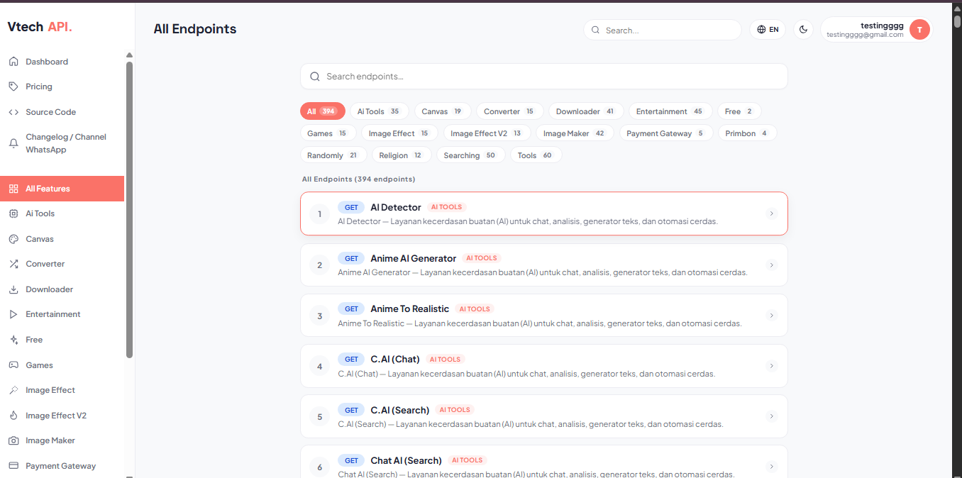 Source Code Website VtechAPI v4 - Platform REST API Multi Fitur dan Dashboard Admin screenshot 4