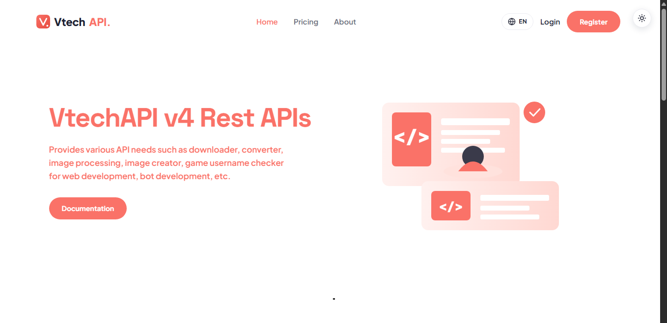 Source Code Website VtechAPI v4 - Platform REST API Multi Fitur dan Dashboard Admin - Source Code Garansi VegaVault